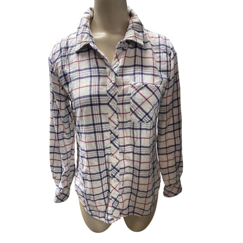 RAILS White Blue Red Plaid Hunter otton Back Button Up Long Sleeve Shirt Size XS